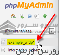 phpMyAdmin select WordPress database